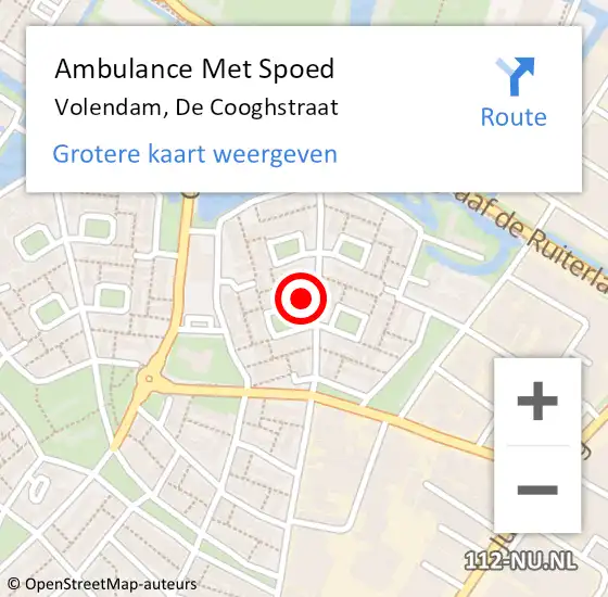 Locatie op kaart van de 112 melding: Ambulance Met Spoed Naar Volendam, De Cooghstraat op 25 september 2022 09:05