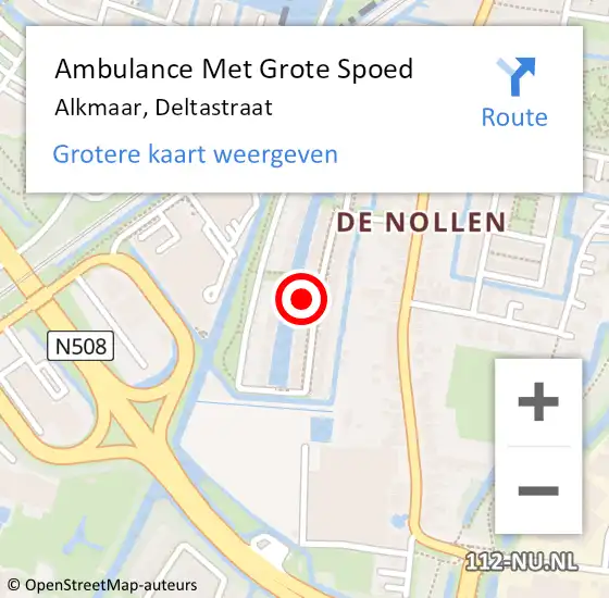 Locatie op kaart van de 112 melding: Ambulance Met Grote Spoed Naar Alkmaar, Deltastraat op 25 september 2022 09:13