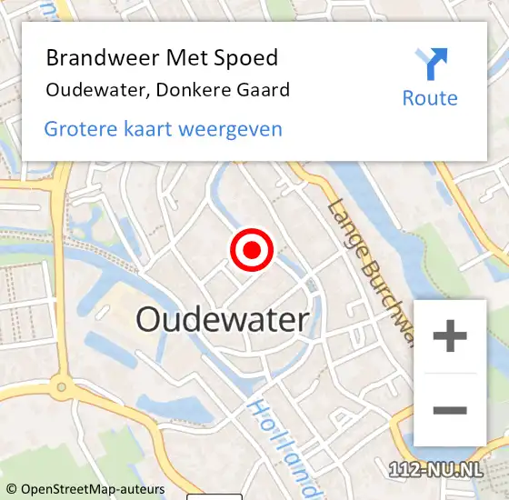 Locatie op kaart van de 112 melding: Brandweer Met Spoed Naar Oudewater, Donkere Gaard op 25 september 2022 09:24