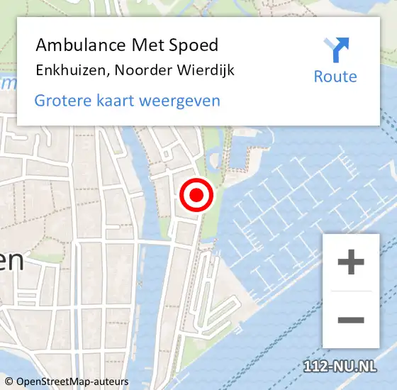 Locatie op kaart van de 112 melding: Ambulance Met Spoed Naar Enkhuizen, Noorder Wierdijk op 25 september 2022 09:31