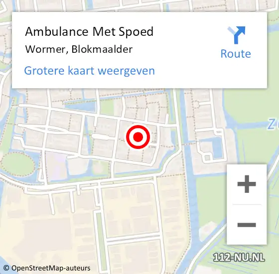 Locatie op kaart van de 112 melding: Ambulance Met Spoed Naar Wormer, Blokmaalder op 25 september 2022 09:37