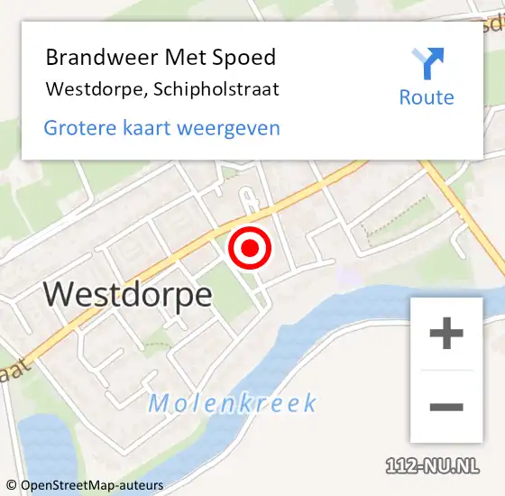 Locatie op kaart van de 112 melding: Brandweer Met Spoed Naar Westdorpe, Schipholstraat op 25 september 2022 09:52