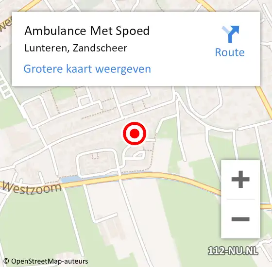 Locatie op kaart van de 112 melding: Ambulance Met Spoed Naar Lunteren, Zandscheer op 25 september 2022 10:06