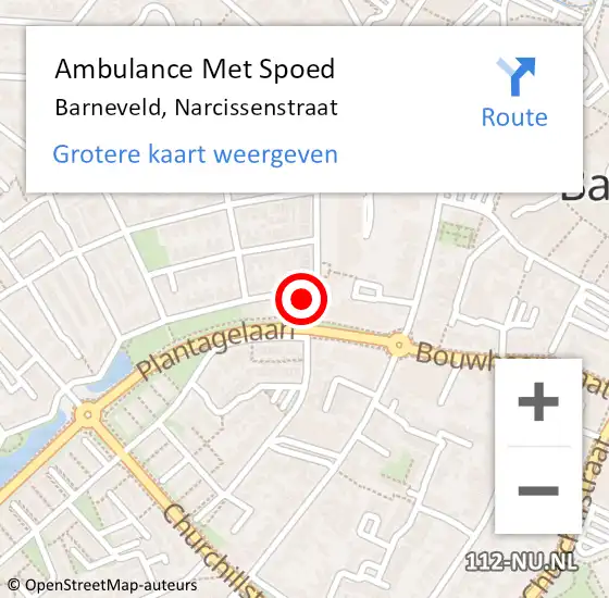 Locatie op kaart van de 112 melding: Ambulance Met Spoed Naar Barneveld, Narcissenstraat op 25 september 2022 10:16