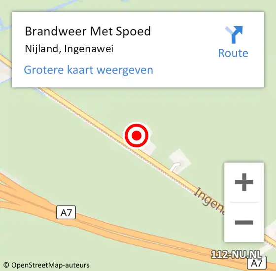 Locatie op kaart van de 112 melding: Brandweer Met Spoed Naar Nijland, Ingenawei op 25 september 2022 10:37