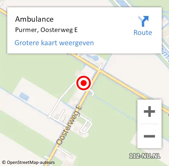 Locatie op kaart van de 112 melding: Ambulance Purmer, Oosterweg E op 25 september 2022 10:42