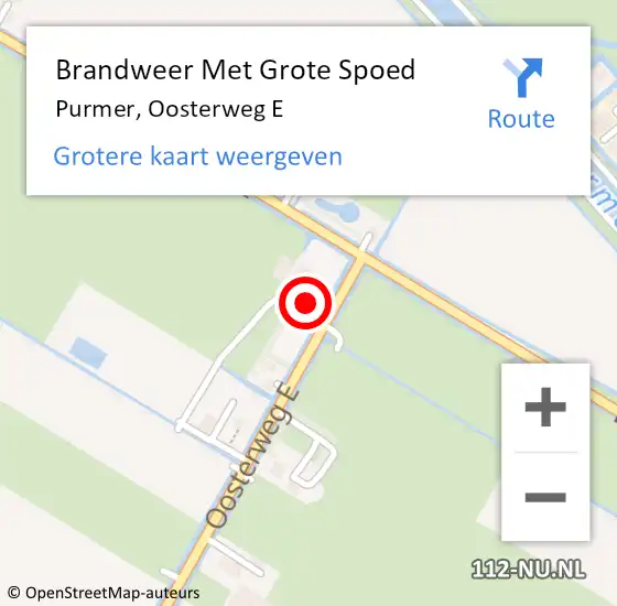 Locatie op kaart van de 112 melding: Brandweer Met Grote Spoed Naar Purmer, Oosterweg E op 25 september 2022 10:42