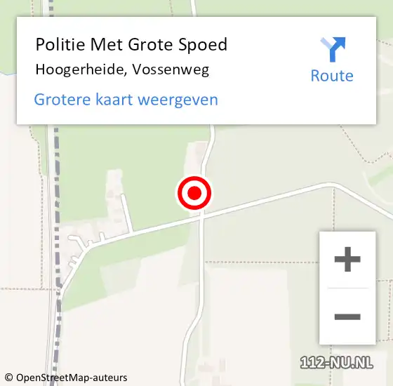 Locatie op kaart van de 112 melding: Politie Met Grote Spoed Naar Hoogerheide, Vossenweg op 25 september 2022 10:44