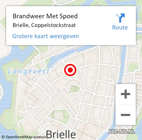 Locatie op kaart van de 112 melding: Brandweer Met Spoed Naar Brielle, Coppelstockstraat op 25 september 2022 10:47