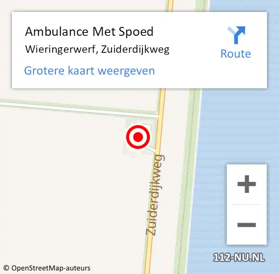 Locatie op kaart van de 112 melding: Ambulance Met Spoed Naar Wieringerwerf, Zuiderdijkweg op 25 september 2022 10:49