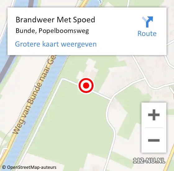 Locatie op kaart van de 112 melding: Brandweer Met Spoed Naar Bunde, Popelboomsweg op 25 september 2022 10:55