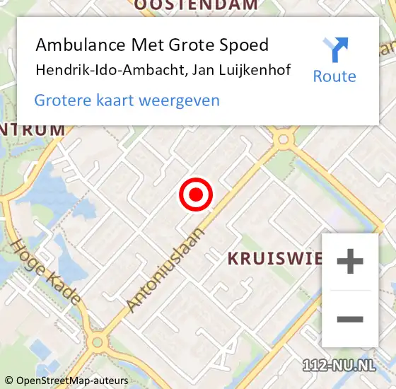 Locatie op kaart van de 112 melding: Ambulance Met Grote Spoed Naar Hendrik-Ido-Ambacht, Jan Luijkenhof op 25 september 2022 11:10