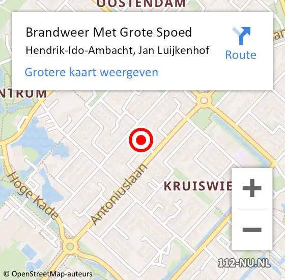 Locatie op kaart van de 112 melding: Brandweer Met Grote Spoed Naar Hendrik-Ido-Ambacht, Jan Luijkenhof op 25 september 2022 11:25