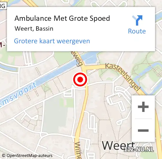 Locatie op kaart van de 112 melding: Ambulance Met Grote Spoed Naar Weert, Bassin op 25 september 2022 11:25