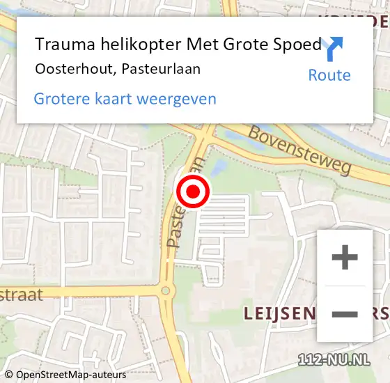 Locatie op kaart van de 112 melding: Trauma helikopter Met Grote Spoed Naar Oosterhout, Pasteurlaan op 25 september 2022 11:29