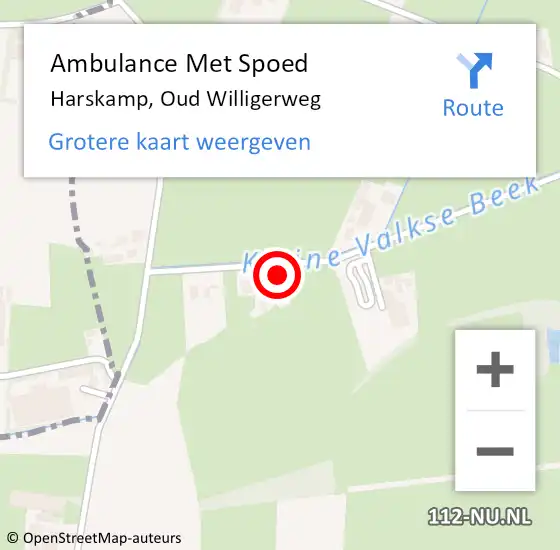 Locatie op kaart van de 112 melding: Ambulance Met Spoed Naar Harskamp, Oud Willigerweg op 25 september 2022 11:54