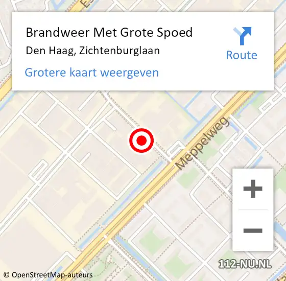 Locatie op kaart van de 112 melding: Brandweer Met Grote Spoed Naar Den Haag, Zichtenburglaan op 25 september 2022 12:01