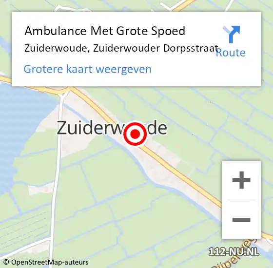 Locatie op kaart van de 112 melding: Ambulance Met Grote Spoed Naar Zuiderwoude, Zuiderwouder Dorpsstraat op 25 september 2022 12:03