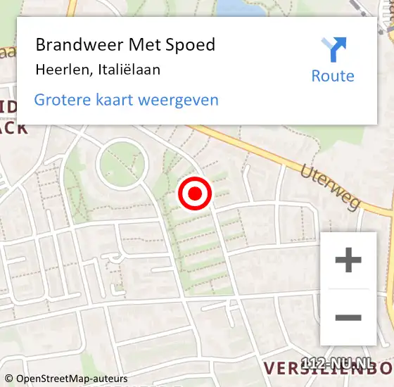 Locatie op kaart van de 112 melding: Brandweer Met Spoed Naar Heerlen, Italiëlaan op 25 september 2022 12:03