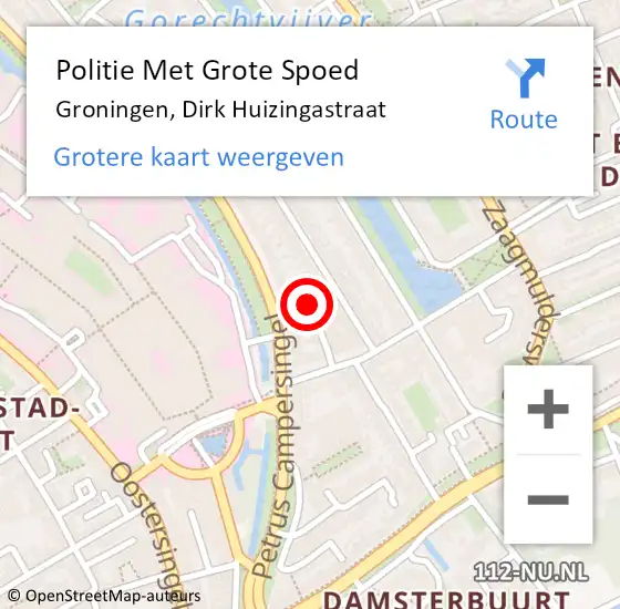 Locatie op kaart van de 112 melding: Politie Met Grote Spoed Naar Groningen, Dirk Huizingastraat op 25 september 2022 12:04