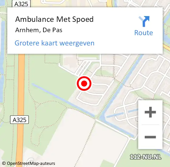 Locatie op kaart van de 112 melding: Ambulance Met Spoed Naar Arnhem, De Pas op 25 september 2022 12:05