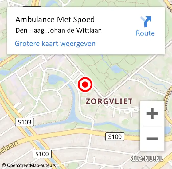 Locatie op kaart van de 112 melding: Ambulance Met Spoed Naar Den Haag, Johan de Wittlaan op 25 september 2022 12:12