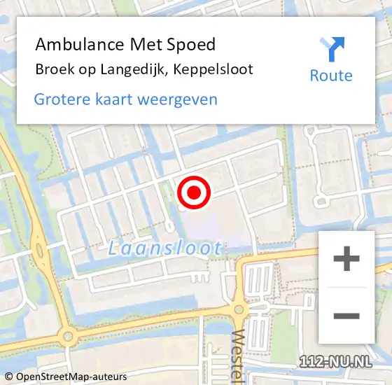 Locatie op kaart van de 112 melding: Ambulance Met Spoed Naar Broek op Langedijk, Keppelsloot op 25 september 2022 12:18