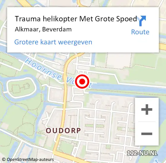 Locatie op kaart van de 112 melding: Trauma helikopter Met Grote Spoed Naar Alkmaar, Beverdam op 25 september 2022 12:26