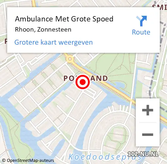 Locatie op kaart van de 112 melding: Ambulance Met Grote Spoed Naar Rhoon, Zonnesteen op 25 september 2022 12:37