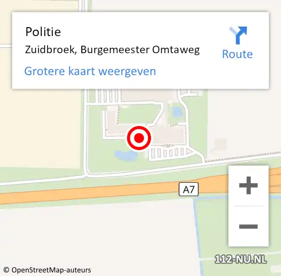 Locatie op kaart van de 112 melding: Politie Zuidbroek, Burgemeester Omtaweg op 25 september 2022 13:00