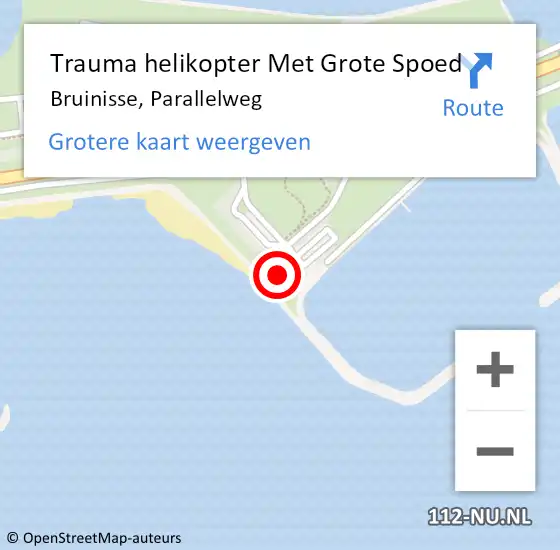 Locatie op kaart van de 112 melding: Trauma helikopter Met Grote Spoed Naar Bruinisse, Parallelweg op 25 september 2022 13:07