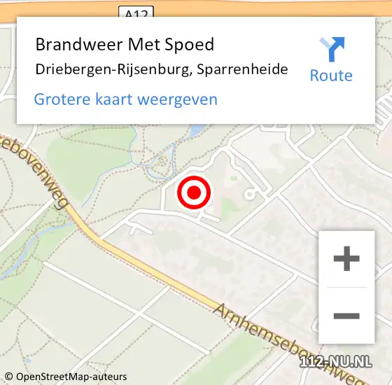 Locatie op kaart van de 112 melding: Brandweer Met Spoed Naar Driebergen-Rijsenburg, Sparrenheide op 25 september 2022 13:27