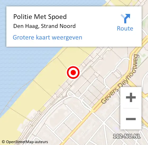 Locatie op kaart van de 112 melding: Politie Met Spoed Naar Den Haag, Strand Noord op 25 september 2022 13:29