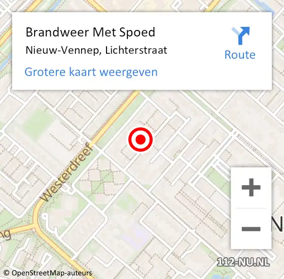 Locatie op kaart van de 112 melding: Brandweer Met Spoed Naar Nieuw-Vennep, Lichterstraat op 25 september 2022 13:38