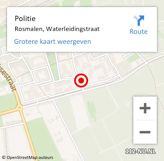 Locatie op kaart van de 112 melding: Politie Rosmalen, Waterleidingstraat op 25 september 2022 13:46