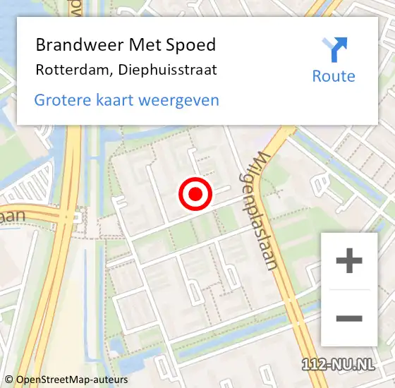Locatie op kaart van de 112 melding: Brandweer Met Spoed Naar Rotterdam, Diephuisstraat op 25 september 2022 13:55