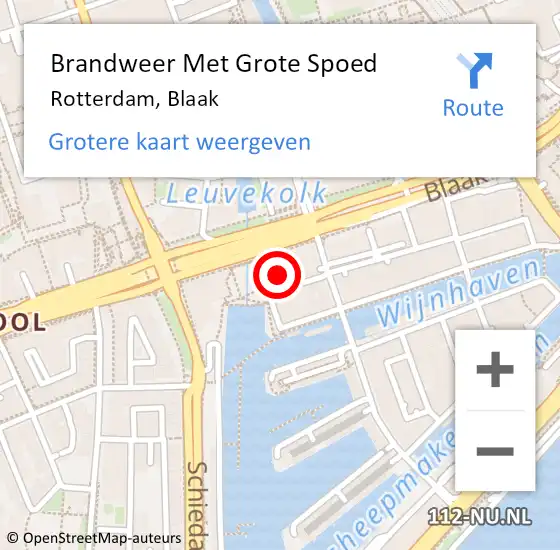 Locatie op kaart van de 112 melding: Brandweer Met Grote Spoed Naar Rotterdam, Blaak op 25 september 2022 14:07