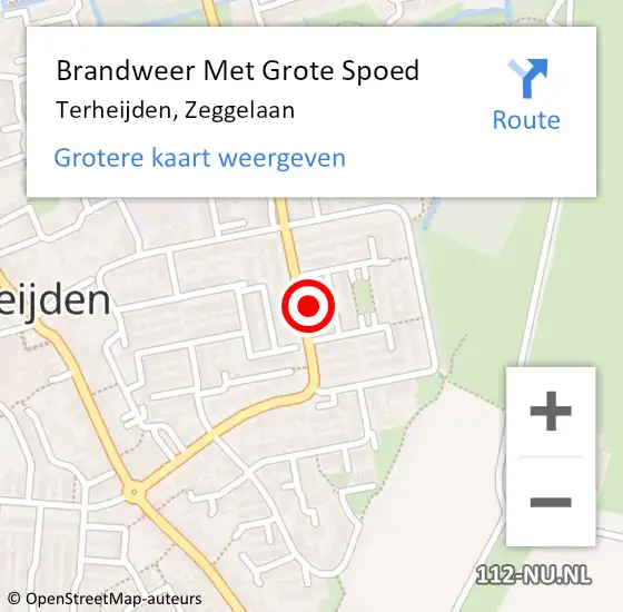 Locatie op kaart van de 112 melding: Brandweer Met Grote Spoed Naar Terheijden, Zeggelaan op 25 september 2022 14:10