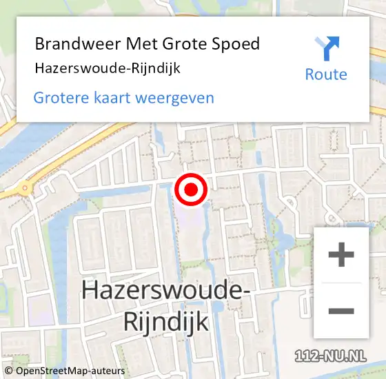 Locatie op kaart van de 112 melding: Brandweer Met Grote Spoed Naar Hazerswoude-Rijndijk op 25 september 2022 14:13