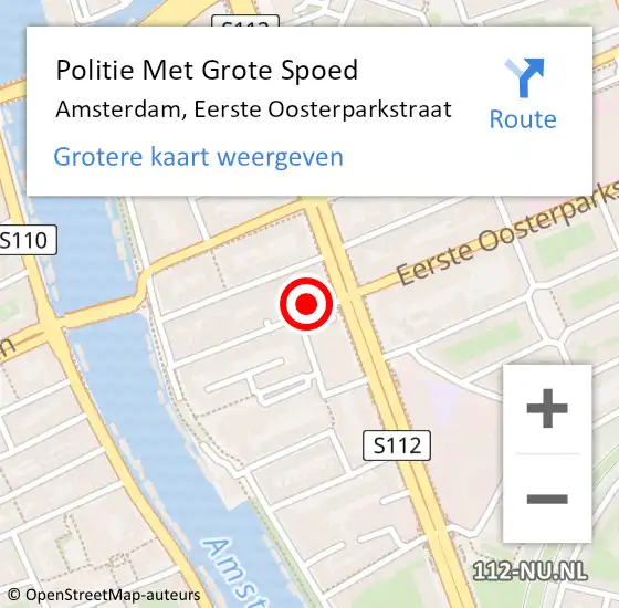 Locatie op kaart van de 112 melding: Politie Met Grote Spoed Naar Amsterdam, Eerste Oosterparkstraat op 25 september 2022 14:20