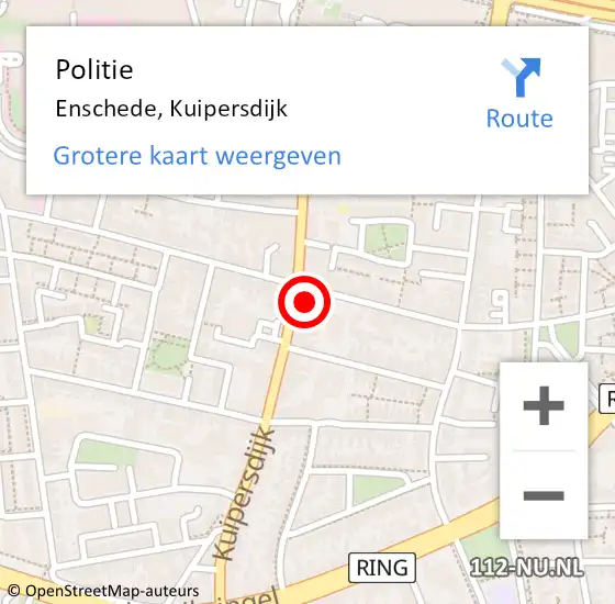 Locatie op kaart van de 112 melding: Politie Enschede, Kuipersdijk op 25 september 2022 14:21