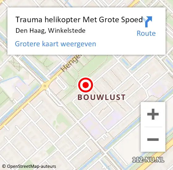 Locatie op kaart van de 112 melding: Trauma helikopter Met Grote Spoed Naar Den Haag, Winkelstede op 25 september 2022 14:24
