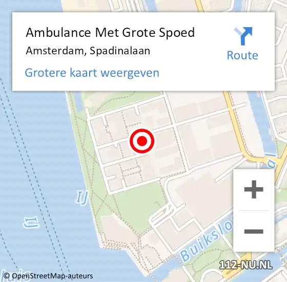 Locatie op kaart van de 112 melding: Ambulance Met Grote Spoed Naar Amsterdam, Spadinalaan op 25 september 2022 14:24
