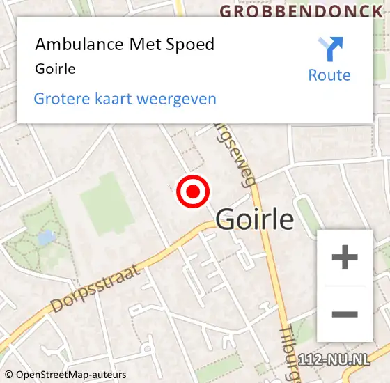Locatie op kaart van de 112 melding: Ambulance Met Spoed Naar Goirle op 25 september 2022 14:25