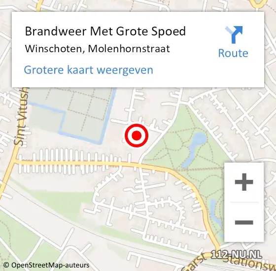 Locatie op kaart van de 112 melding: Brandweer Met Grote Spoed Naar Winschoten, Molenhornstraat op 25 september 2022 14:25