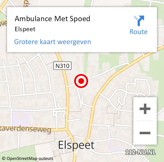 Locatie op kaart van de 112 melding: Ambulance Met Spoed Naar Elspeet op 25 september 2022 14:26