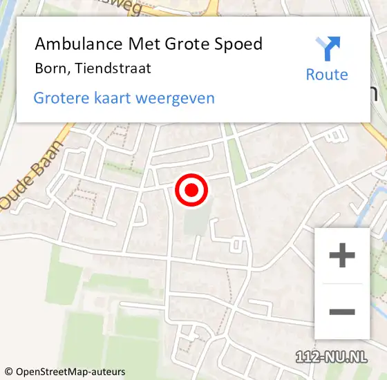 Locatie op kaart van de 112 melding: Ambulance Met Grote Spoed Naar Born, Tiendstraat op 25 september 2022 14:31