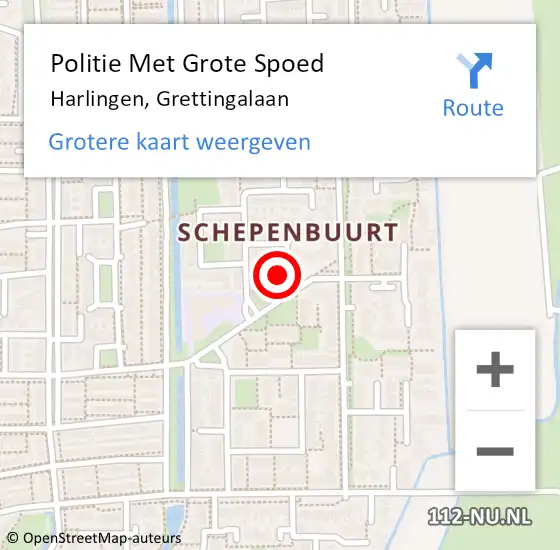 Locatie op kaart van de 112 melding: Politie Met Grote Spoed Naar Harlingen, Grettingalaan op 25 september 2022 14:33