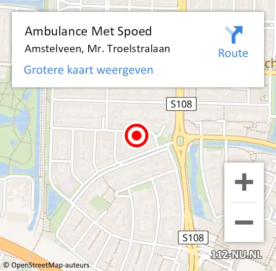 Locatie op kaart van de 112 melding: Ambulance Met Spoed Naar Amstelveen, Mr. Troelstralaan op 25 september 2022 14:39
