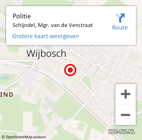 Locatie op kaart van de 112 melding: Politie Schijndel, Mgr. van de Venstraat op 25 september 2022 15:00